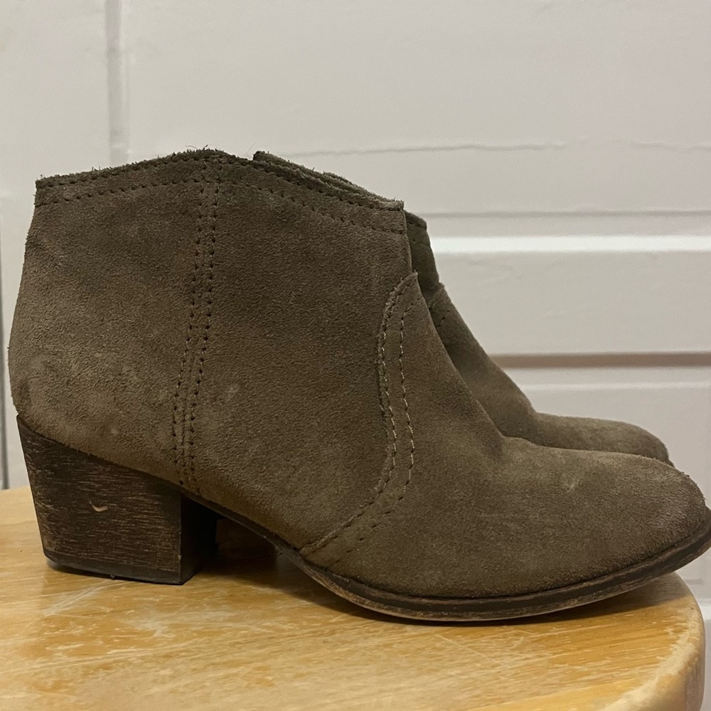 Mango Suede Ankle Booties in Taupe